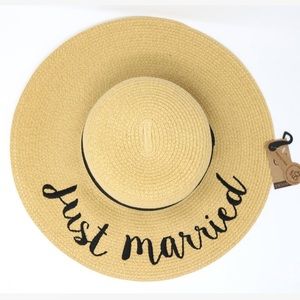 Just Married wide brimmed hat.